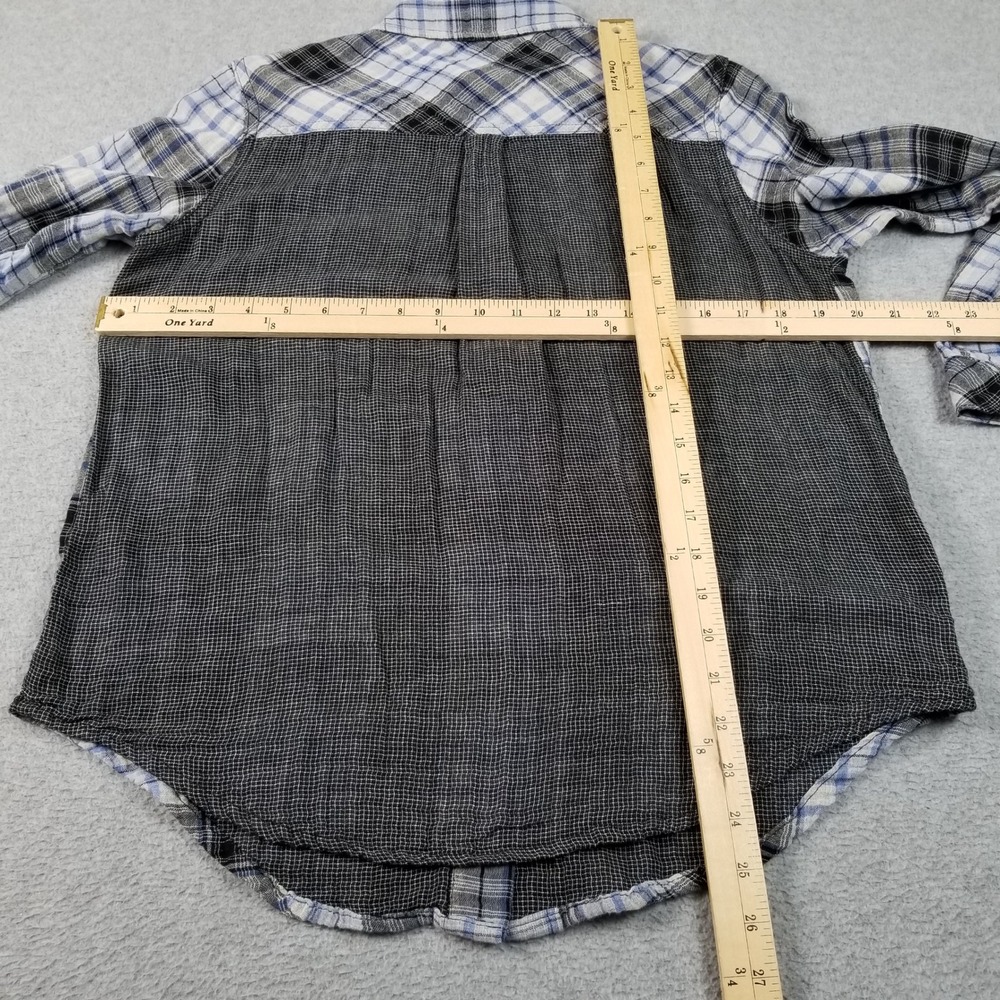 Westbound Button Up Shirt Women's Petite Medium PM Blue Black Plaid Long Sleeves - Picture 8 of 9